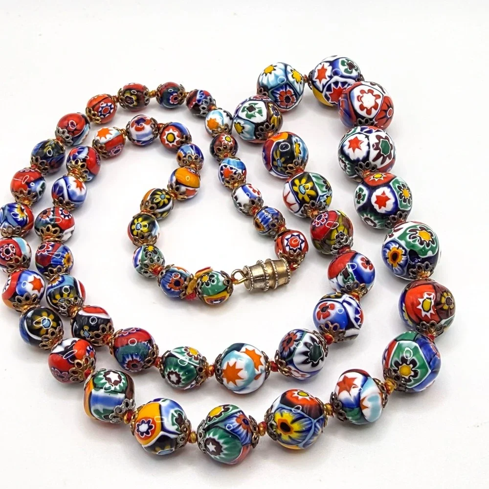 Italy Murano Millefiori Graduated Hand Knotted Beaded 28